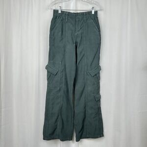 BDG Urban Outfitters Y2K Wide Leg Corduroy Cargo Pants XS Baggy Grunge 90s Green